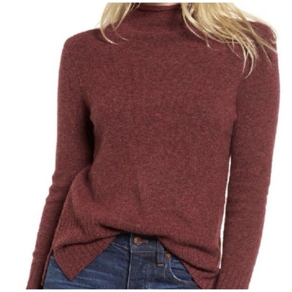 Madewell Wool Alpaca Blend Women's Pullover Burgundy Turtleneck Sweater Small - Picture 1 of 8